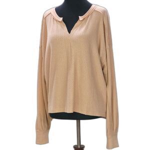 NWT Blu Pepper Contrast Stitch Waffle Knit Top Size Large